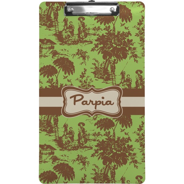 Custom Green & Brown Toile Clipboard (Legal Size) (Personalized)