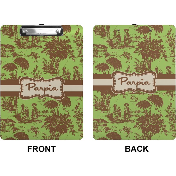 Green & Brown Toile Clipboard (Letter) (Front + Back)