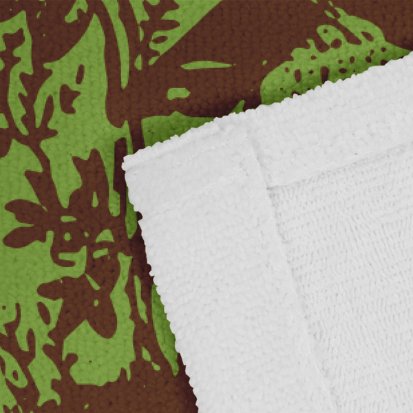 Green & Brown Toile Close up of Fabric