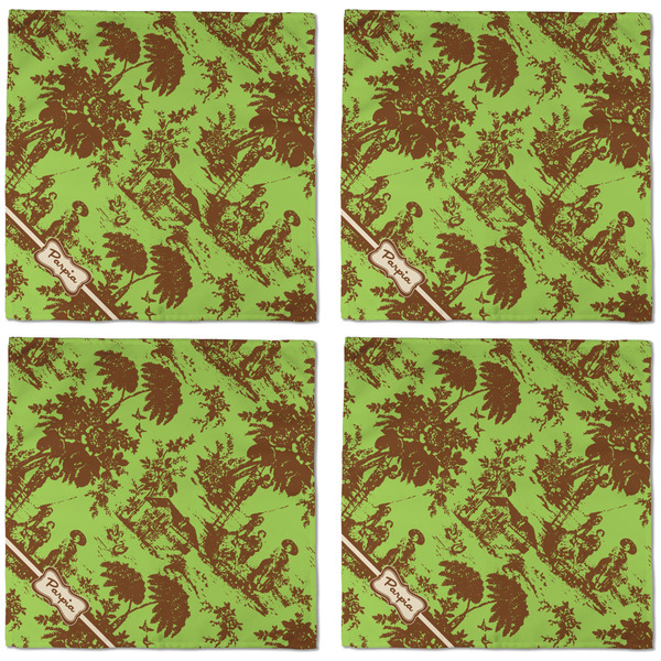 Green & Brown Toile Cloth Napkins - Personalized Dinner (APPROVAL) Set of 4