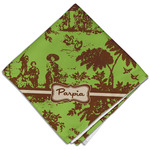 Green & Brown Toile Cloth Dinner Napkin - Single w/ Name or Text