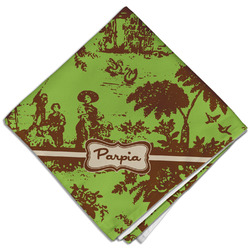 Green & Brown Toile Cloth Dinner Napkin - Single w/ Name or Text