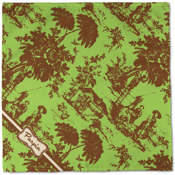Green & Brown Toile Cloth Napkins - Personalized Dinner (Full Open)