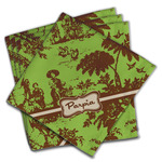 Green & Brown Toile Cloth Napkins (Set of 4) (Personalized)