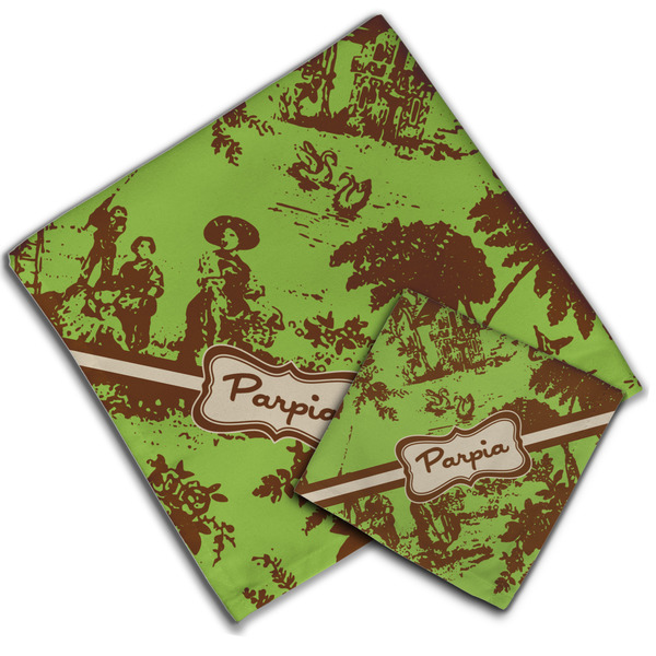 Green & Brown Toile Cloth Napkins - Personalized Lunch & Dinner (PARENT MAIN)