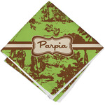 Green & Brown Toile Cloth Napkin w/ Name or Text