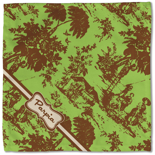 Green & Brown Toile Cloth Napkins - Personalized Lunch (Single Full Open)