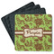 Green & Brown Toile Square Rubber Backed Coasters - Set of 4 (Personalized)