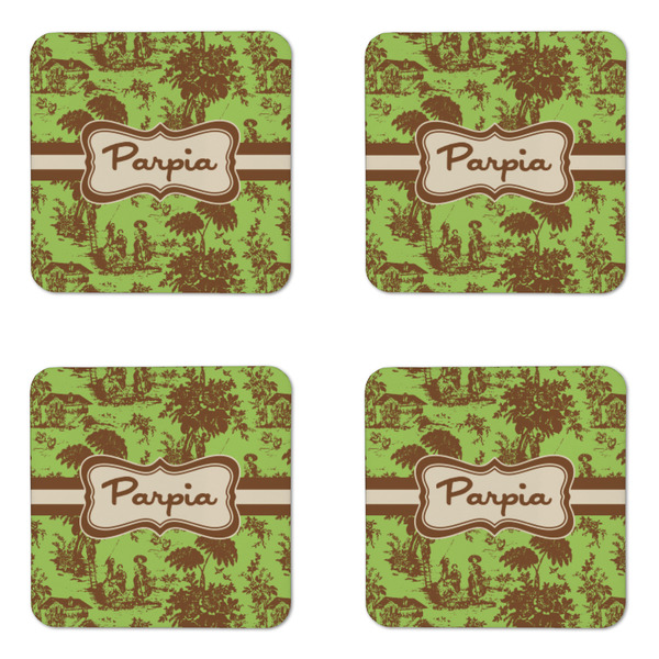 Green & Brown Toile Coaster Set - APPROVAL