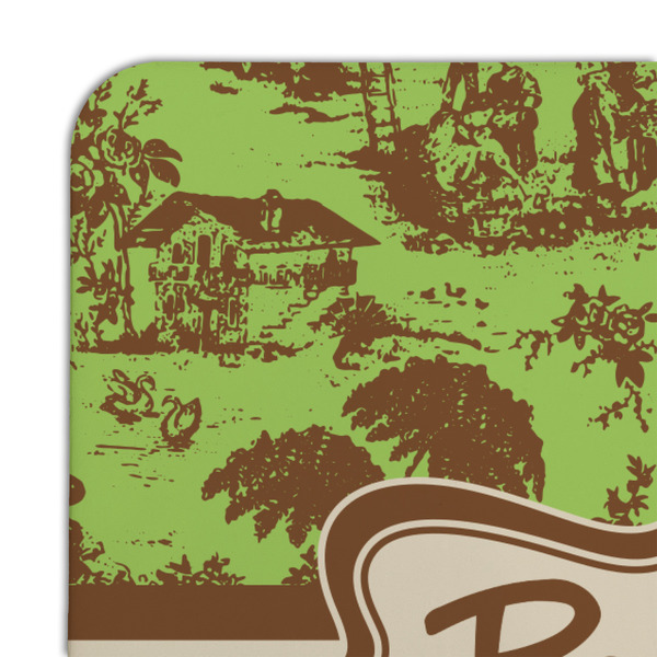 Green & Brown Toile Coaster Set - DETAIL