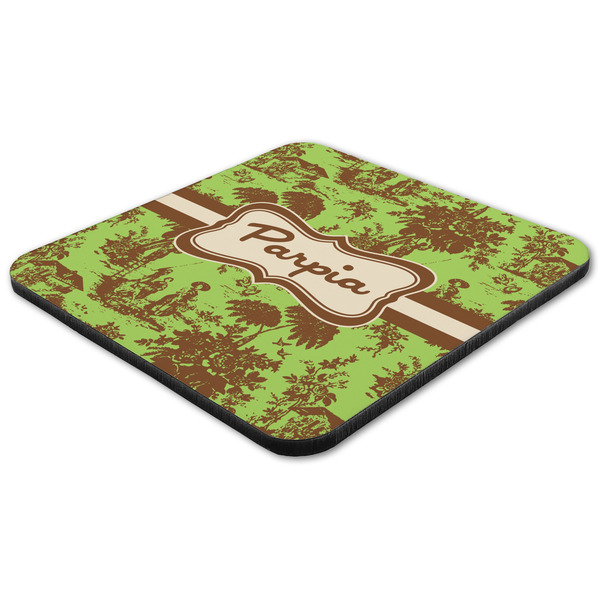 Green & Brown Toile Coaster Set - FLAT (one)
