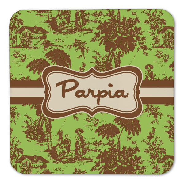 Green & Brown Toile Coaster Set - FRONT (one)