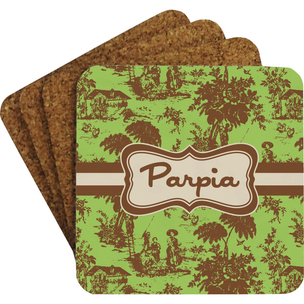 Green & Brown Toile Coaster Set (Personalized)