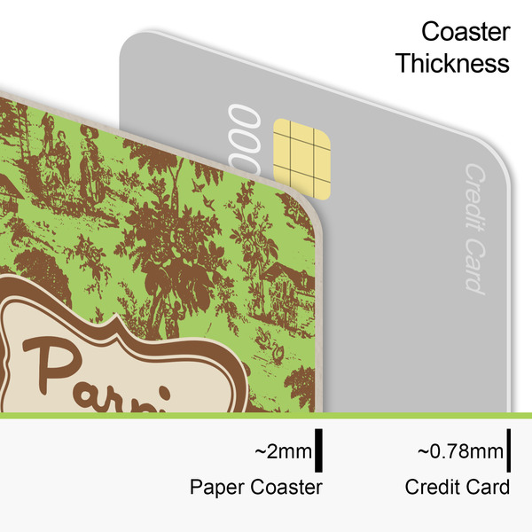 Green & Brown Toile Coaster Thickness