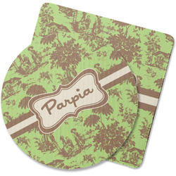 Green & Brown Toile Rubber Backed Coaster (Personalized)