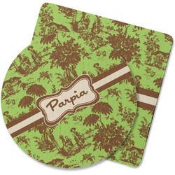 Green & Brown Toile Rubber Backed Coaster (Personalized)