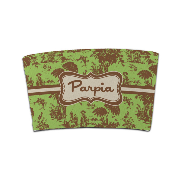 Custom Green & Brown Toile Coffee Cup Sleeve (Personalized)