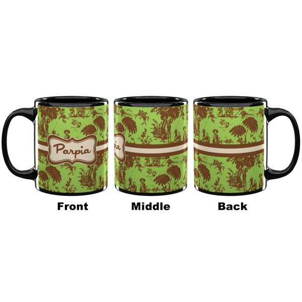 Green & Brown Toile Coffee Mug - 11 oz - Black APPROVAL