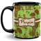 Green & Brown Toile 11 Oz Coffee Mug - Black (Personalized)