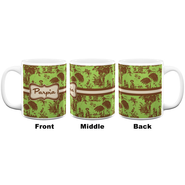 Green & Brown Toile Coffee Mug - 11 oz - White APPROVAL