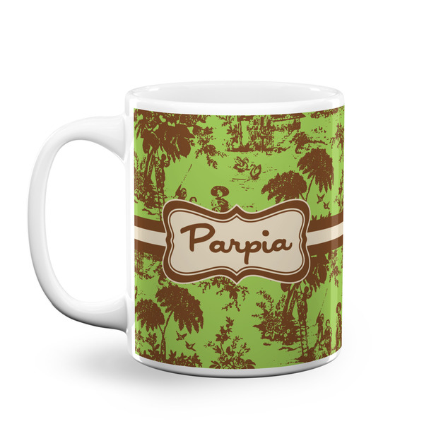 Custom Green & Brown Toile Coffee Mug (Personalized)