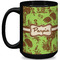 Green & Brown Toile 15 Oz Coffee Mug - Black (Personalized)