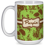 Green & Brown Toile 15 Oz Coffee Mug - White (Personalized)