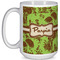 Green & Brown Toile 15 Oz Coffee Mug - White (Personalized)