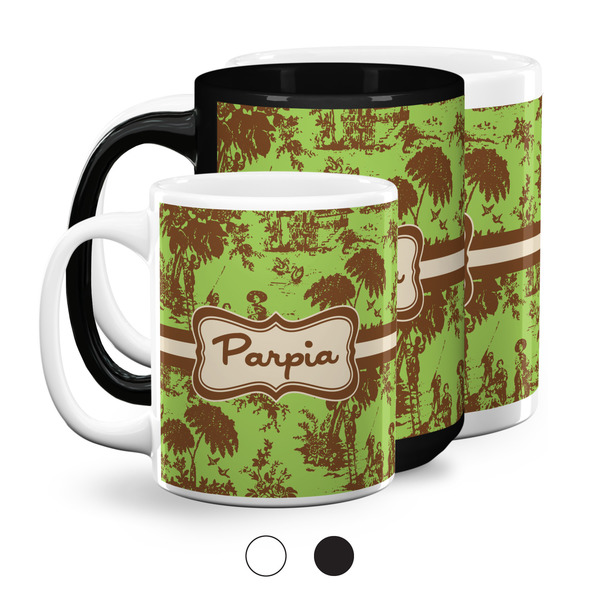 Green & Brown Toile Coffee Mugs Main