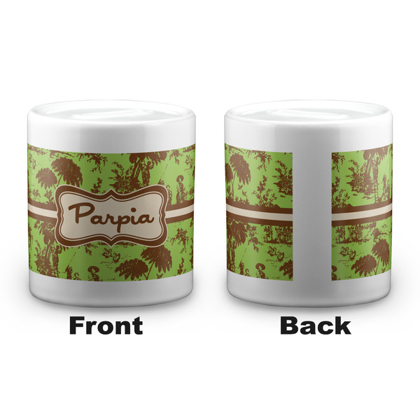 Green & Brown Toile Coin Bank - Apvl