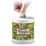 Green & Brown Toile Coin Bank (Personalized)