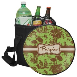 Green & Brown Toile Collapsible Cooler & Seat (Personalized)