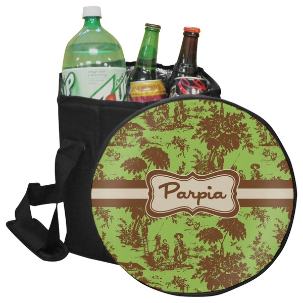 Custom Green & Brown Toile Collapsible Cooler & Seat (Personalized)