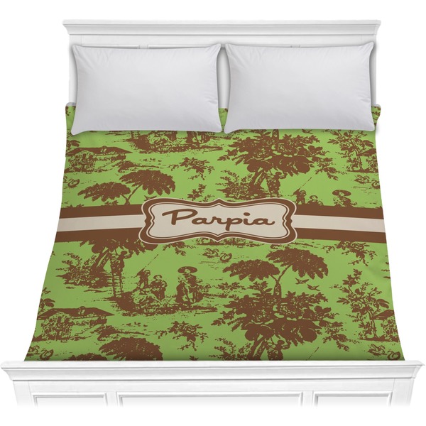 Custom Green & Brown Toile Comforter - Full / Queen (Personalized)