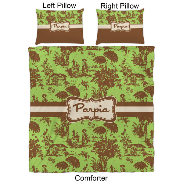 Green & Brown Toile Comforter Set - Queen - Approval