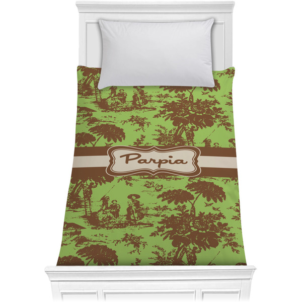 Green & Brown Toile Comforter (Twin)