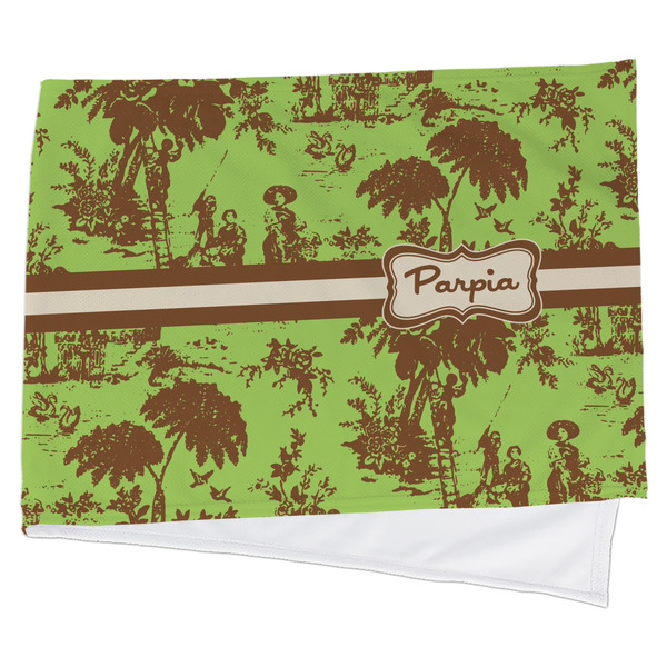 Custom Green & Brown Toile Cooling Towel (Personalized)