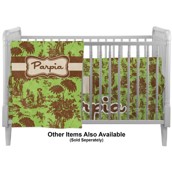 Green & Brown Toile Crib - Profile Sold Seperately