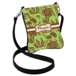 Green & Brown Toile Cross Body Bag - 2 Sizes (Personalized)