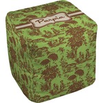 Green & Brown Toile Cube Pouf Ottoman - 13" (Personalized)