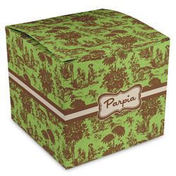 Green & Brown Toile Cube Favor Gift Boxes (Personalized)