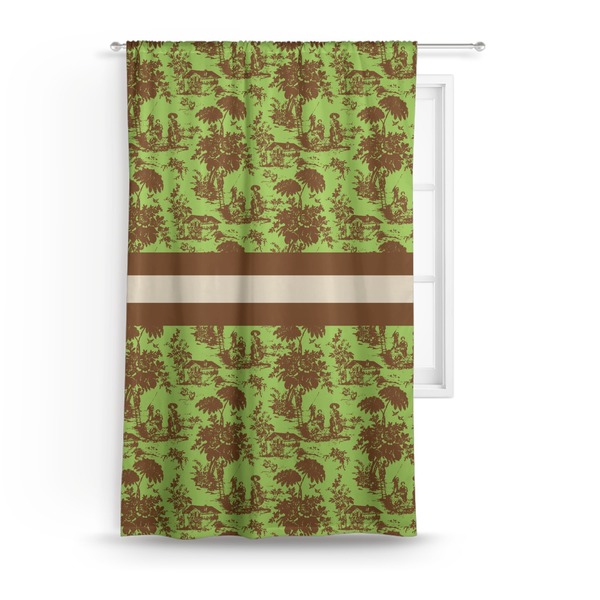 Custom Green & Brown Toile Curtain - 50"x84" Panel