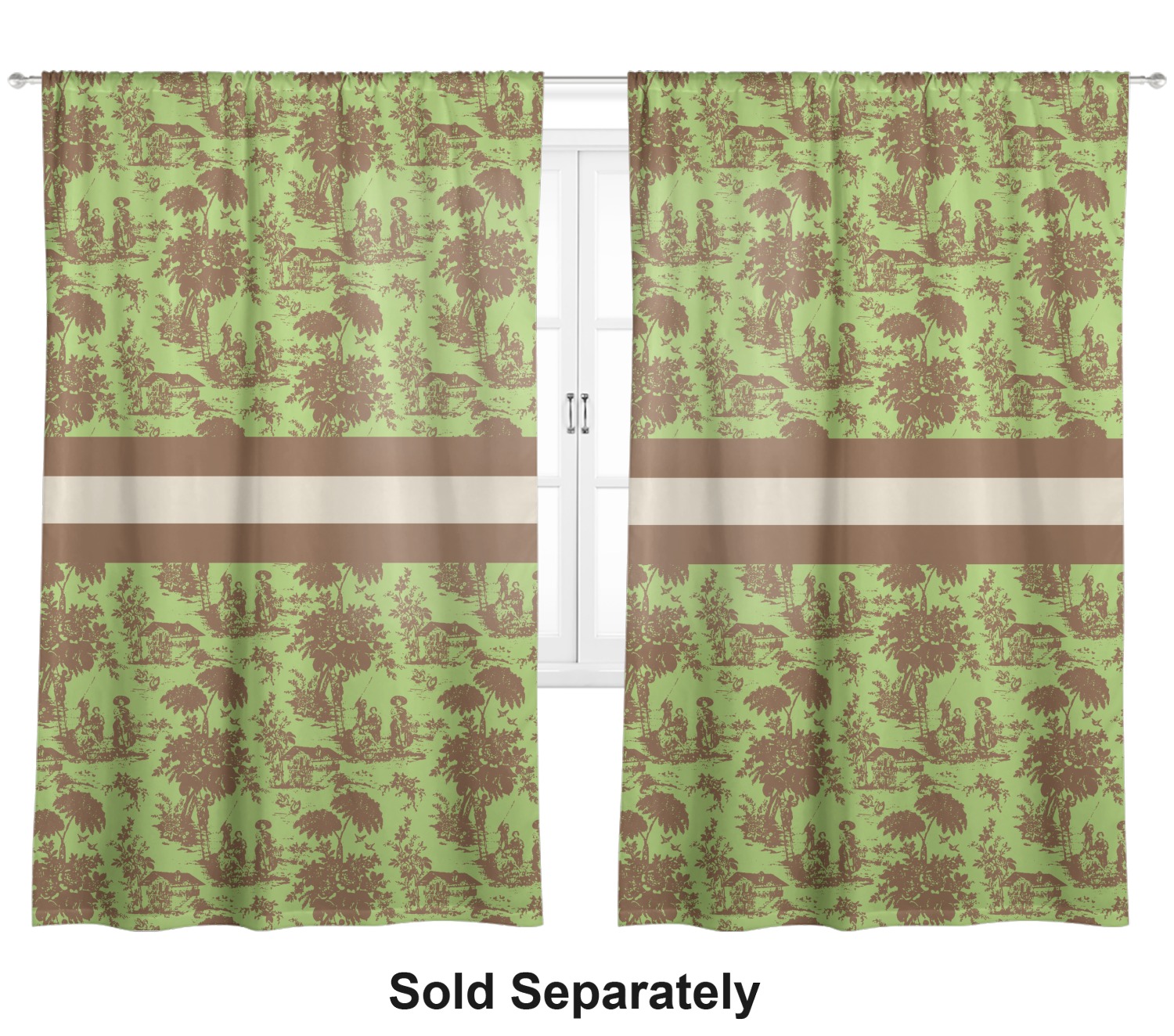 Green & Brown Toile Curtain 50"x84" Panel (Personalized) YouCustomizeIt