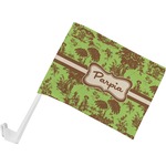 Green & Brown Toile Car Flag - Small w/ Name or Text