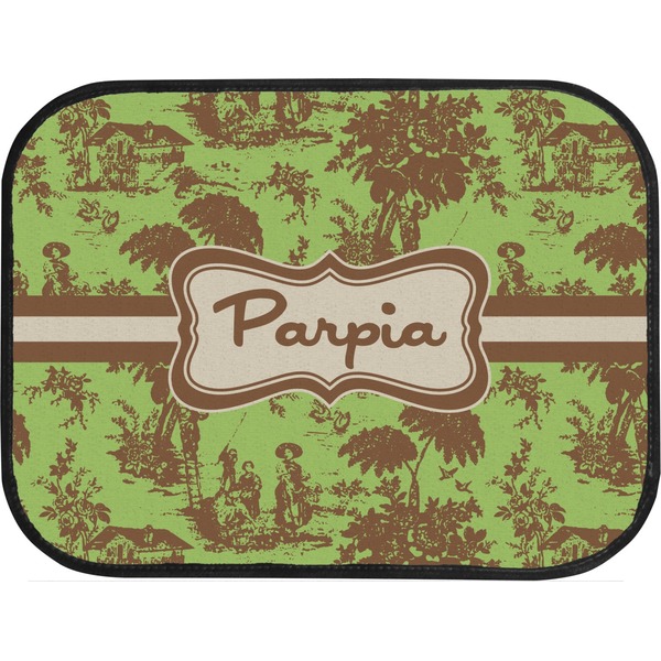 Green & Brown Toile Custom Car Floor Mats (Back Seat)