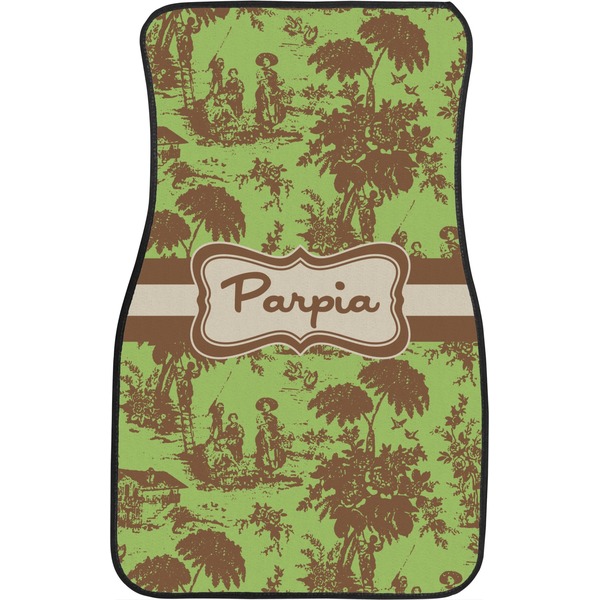 Green & Brown Toile Custom Car Floor Mats (Front Seat)