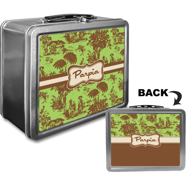 Green & Brown Toile Custom Lunch Box / Tin Approval