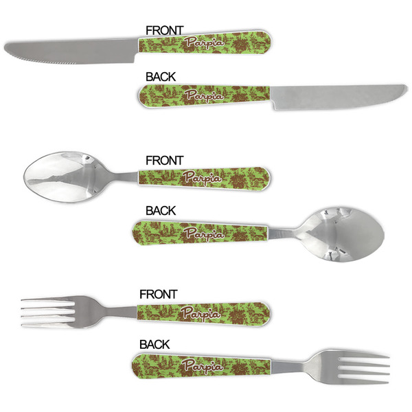 Green & Brown Toile Cutlery Set - APPROVAL