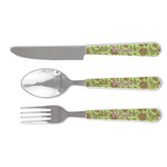 Green & Brown Toile Cutlery Set (Personalized)