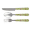 Green & Brown Toile Cutlery Set - FRONT